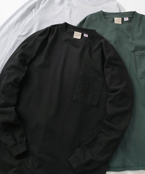 Goodwear(グッドウェア)の「【75】【Goodwear/グッドウェア】 ヘビーウェイト USAコットン 無地ポケット長袖Tシャツ/ロンT/レギュラーシルエット(Tシャツ/カットソー・メンズ・ブラウン/カーキ/ホワイト/グレー/チャコールグレー/ダークグリーン/ベージュ/ネイビー/ブラック/グリーン系/ブラック系/ホワイト系/ライトグレー系/ベージュ系/グレー系/カーキ系/ネイビー系/グレー系1/ブラウン系/ブルー系/ピンク系・M/L/XL/S)」の4枚目の写真