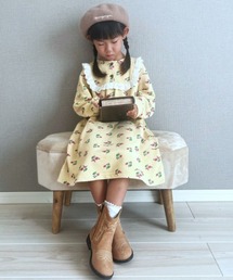 Moujonjon（ムージョンジョン）の「お花柄裏毛ワンピース（ワンピース・キッズ）」