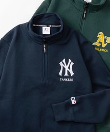 MLB（メジャーリーグベースボール）の「【MAJOR LEAGUE BASEBALL/メジャーリーグベースボール】ヤンキース＆アスレチックス＆ドジャース ミッドサイズロゴ刺繍 裏起毛ハーフジップスウェット（スウェット・メンズ）」