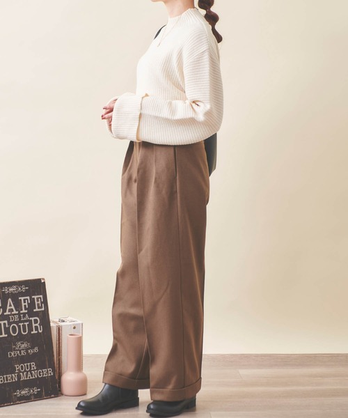 mil(ミル)の「【150㎝前後の小柄さんサイズ】折り返しワイドスリーブニット【洗える・クロップド丈】(ニット/セーター・レディース・アイボリー/キャメル/ブラウン・XS/S)」の11枚目の写真