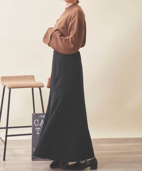 mil(ミル)の「【150㎝前後の小柄さんサイズ】折り返しワイドスリーブニット【洗える・クロップド丈】(ニット/セーター・レディース・アイボリー/キャメル/ブラウン・XS/S)」の14枚目の写真