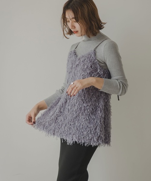 rectangle（レクタングル）の「フェザーライクフリンジキャミソール（キャミソール・レディース・グレー/アイボリー・FREE）」の9枚目の写真