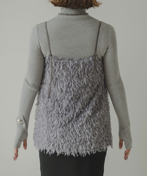 rectangle（レクタングル）の「フェザーライクフリンジキャミソール（キャミソール・レディース・グレー/アイボリー・FREE）」の18枚目の写真