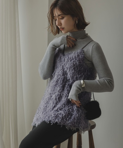 rectangle（レクタングル）の「フェザーライクフリンジキャミソール（キャミソール・レディース・グレー/アイボリー・FREE）」の13枚目の写真