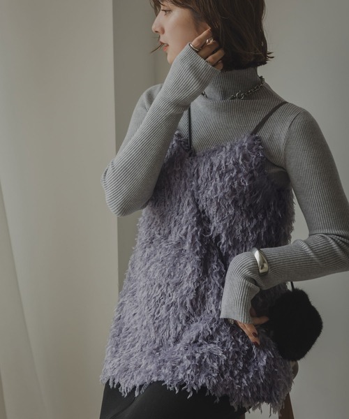 rectangle（レクタングル）の「フェザーライクフリンジキャミソール（キャミソール・レディース・グレー/アイボリー・FREE）」の14枚目の写真