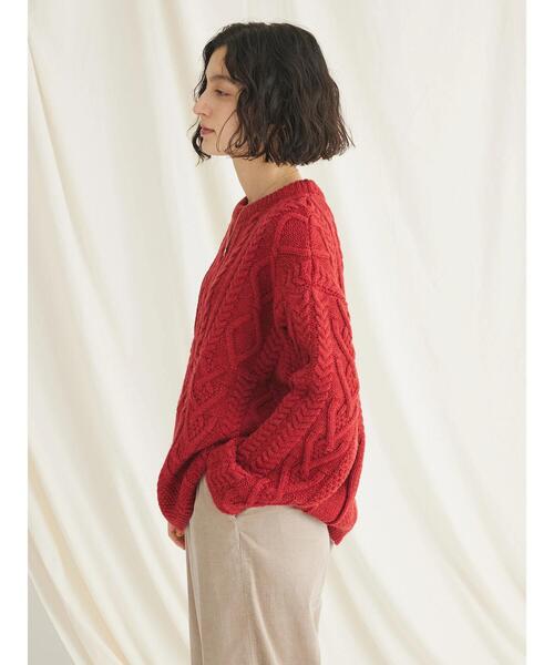 CRAFT STANDARD BOUTIQUE（クラフトスタンダードブティック）の「ケーブル切り替えプルオーバー（Tシャツ/カットソー・レディース・アイボリー/ネイビー/レッド・FREE）」の8枚目の写真