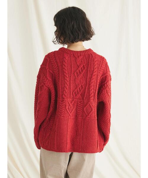 CRAFT STANDARD BOUTIQUE（クラフトスタンダードブティック）の「ケーブル切り替えプルオーバー（Tシャツ/カットソー・レディース・アイボリー/ネイビー/レッド・FREE）」の9枚目の写真