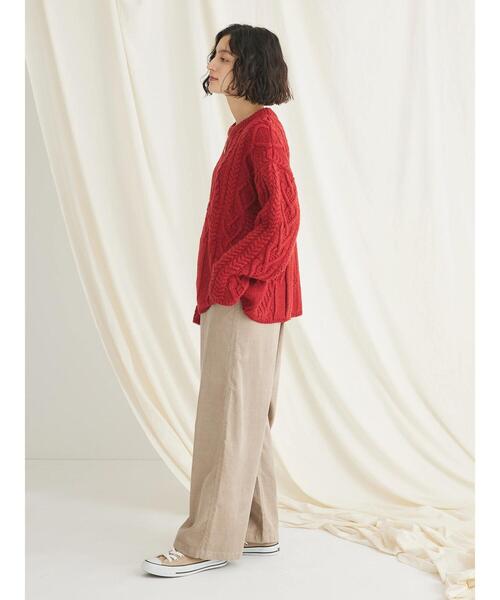 CRAFT STANDARD BOUTIQUE（クラフトスタンダードブティック）の「ケーブル切り替えプルオーバー（Tシャツ/カットソー・レディース・アイボリー/ネイビー/レッド・FREE）」の12枚目の写真