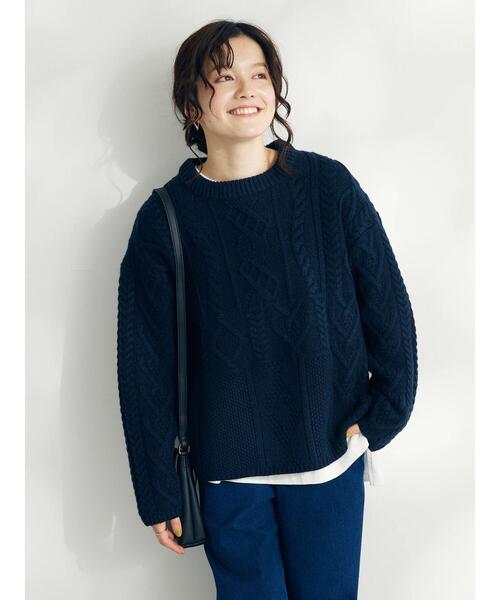 CRAFT STANDARD BOUTIQUE（クラフトスタンダードブティック）の「ケーブル切り替えプルオーバー（Tシャツ/カットソー・レディース・アイボリー/ネイビー/レッド・FREE）」の14枚目の写真