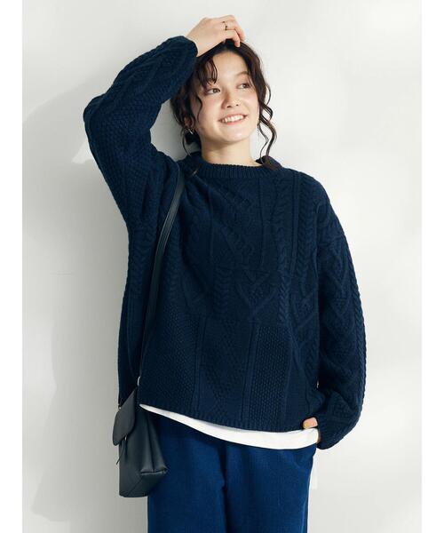 CRAFT STANDARD BOUTIQUE（クラフトスタンダードブティック）の「ケーブル切り替えプルオーバー（Tシャツ/カットソー・レディース・アイボリー/ネイビー/レッド・FREE）」の15枚目の写真