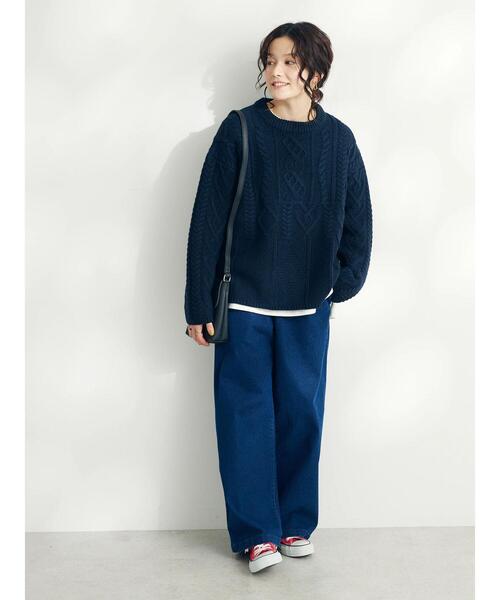 CRAFT STANDARD BOUTIQUE（クラフトスタンダードブティック）の「ケーブル切り替えプルオーバー（Tシャツ/カットソー・レディース・アイボリー/ネイビー/レッド・FREE）」の16枚目の写真