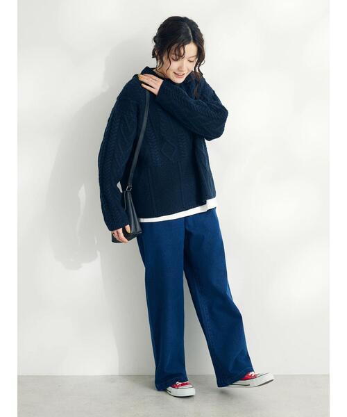 CRAFT STANDARD BOUTIQUE（クラフトスタンダードブティック）の「ケーブル切り替えプルオーバー（Tシャツ/カットソー・レディース・アイボリー/ネイビー/レッド・FREE）」の17枚目の写真