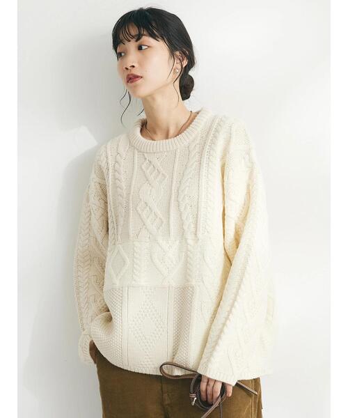 CRAFT STANDARD BOUTIQUE（クラフトスタンダードブティック）の「ケーブル切り替えプルオーバー（Tシャツ/カットソー・レディース・アイボリー/ネイビー/レッド・FREE）」の20枚目の写真