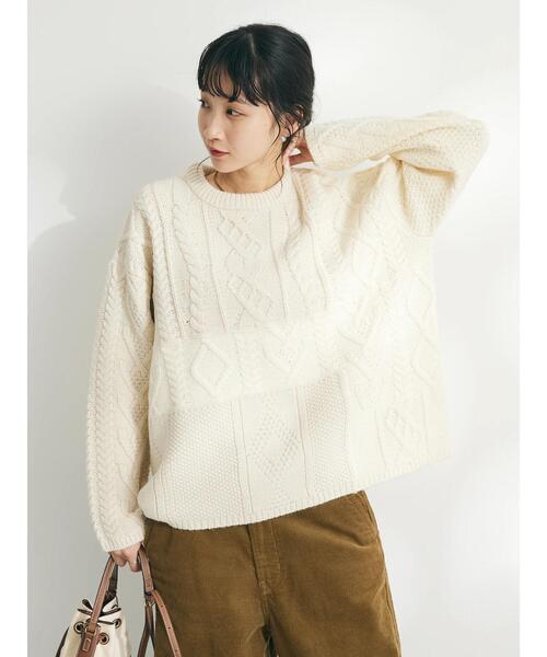 CRAFT STANDARD BOUTIQUE（クラフトスタンダードブティック）の「ケーブル切り替えプルオーバー（Tシャツ/カットソー・レディース・アイボリー/ネイビー/レッド・FREE）」の21枚目の写真