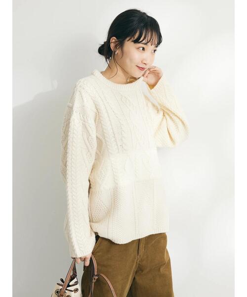 CRAFT STANDARD BOUTIQUE（クラフトスタンダードブティック）の「ケーブル切り替えプルオーバー（Tシャツ/カットソー・レディース・アイボリー/ネイビー/レッド・FREE）」の22枚目の写真
