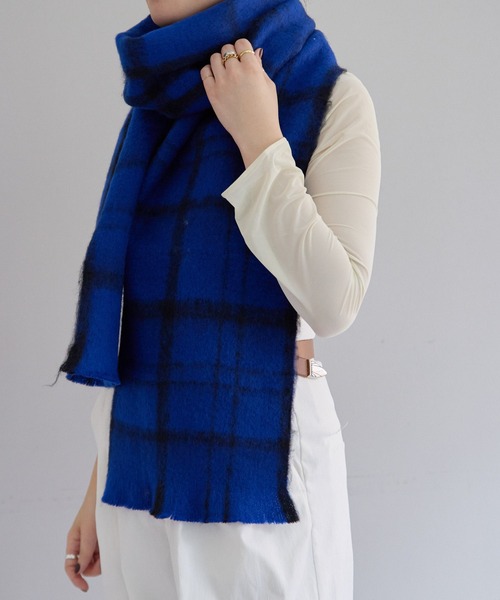 ear PAPILLONNER（イアパピヨネ）の「モコモコチェックストール（ストール/ショール・レディース・グリーン/ブルー・FREE）」の11枚目の写真