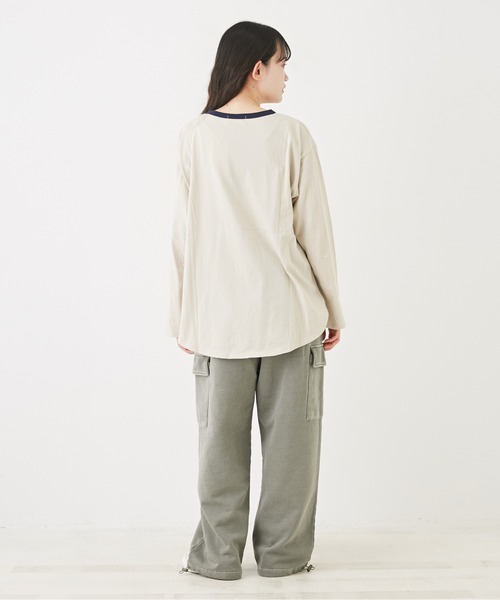 CUBE SUGAR（キューブシュガー）の「WEB限定ピグメント加工スウェットカーゴパンツ（カーゴパンツ・レディース・チャコールグレー/カーキ/グレイッシュベージュ・M）」の9枚目の写真