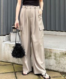 【ISOOK / アイスー】タックカーゴスラックス / タックパンツ 低身長向けパンツ カーゴスラックス カーゴパンツ ドローコード ドロスト ZOZOTOWN限定