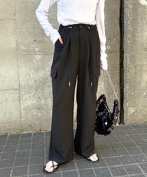 ISOOK | 【ISOOK / アイスー】タックカーゴスラックス / タックパンツ 低身長向けパンツ カーゴスラックス カーゴパンツ ドローコード ドロスト ZOZOTOWN限定(スラックス)