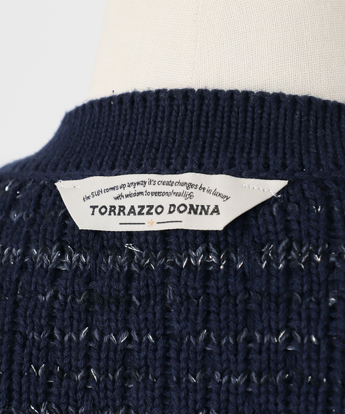 La TOTALITE(ラトータリテ)の「【TORRAZZO DONNA/トラッゾドンナ】別注ニットツイードカーディガン(ノーカラージャケット・レディース・アイボリー/ネイビー・FREE)」の20枚目の写真