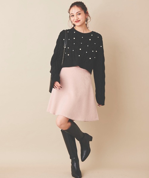 31 Sons de mode(トランテアン ソン ドゥ モード)の「シャギーバックフレアミニスカート(スカート・レディース・ブラック/ベージュ/ピンク・38/36)」の6枚目の写真