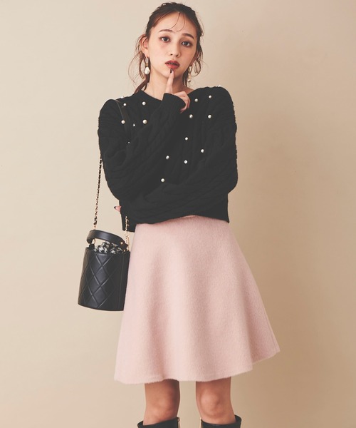 31 Sons de mode(トランテアン ソン ドゥ モード)の「シャギーバックフレアミニスカート(スカート・レディース・ブラック/ベージュ/ピンク・38/36)」の8枚目の写真