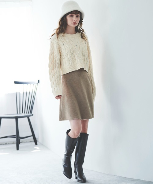 31 Sons de mode(トランテアン ソン ドゥ モード)の「シャギーバックフレアミニスカート(スカート・レディース・ブラック/ベージュ/ピンク・38/36)」の9枚目の写真