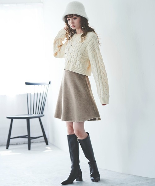 31 Sons de mode(トランテアン ソン ドゥ モード)の「シャギーバックフレアミニスカート(スカート・レディース・ブラック/ベージュ/ピンク・38/36)」の11枚目の写真