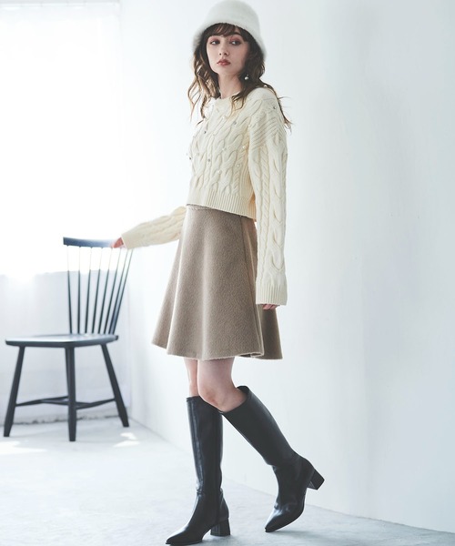 31 Sons de mode(トランテアン ソン ドゥ モード)の「シャギーバックフレアミニスカート(スカート・レディース・ブラック/ベージュ/ピンク・38/36)」の12枚目の写真