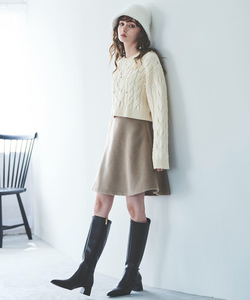 31 Sons de mode(トランテアン ソン ドゥ モード)の「シャギーバックフレアミニスカート(スカート・レディース・ブラック/ベージュ/ピンク・38/36)」の13枚目の写真