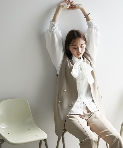 nissen(ニッセン)の「2WAY BIGリボンブラウス(シャツ/ブラウス・レディース・オフホワイト/サックスブルー・LL/L/M/S)」の14枚目の写真