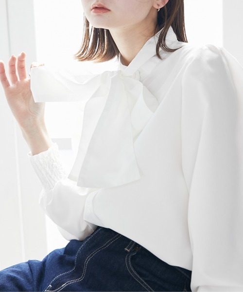 nissen(ニッセン)の「2WAY BIGリボンブラウス(シャツ/ブラウス・レディース・オフホワイト/サックスブルー・LL/L/M/S)」の20枚目の写真