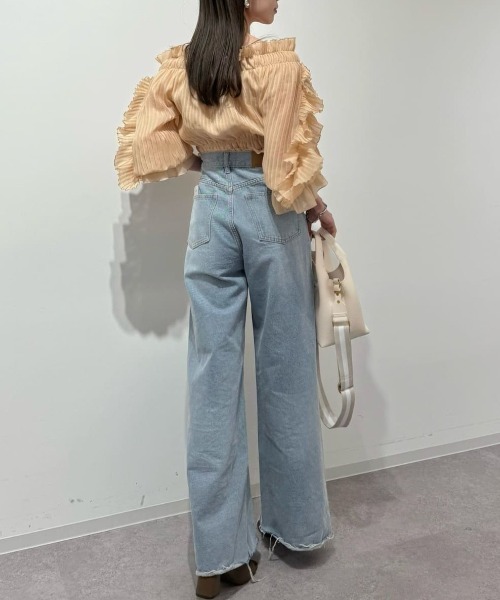 JILL by JILL STUART（ジルバイジルスチュアート）の「◇プリーツラッフルブラウス（シャツ/ブラウス・レディース・ホワイト/パープル/オレンジ・FREE）」の8枚目の写真