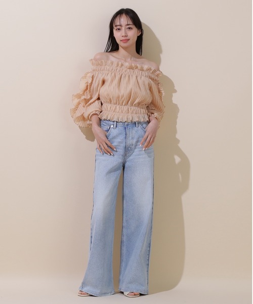 JILL by JILL STUART（ジルバイジルスチュアート）の「◇プリーツラッフルブラウス（シャツ/ブラウス・レディース・ホワイト/パープル/オレンジ・FREE）」の12枚目の写真