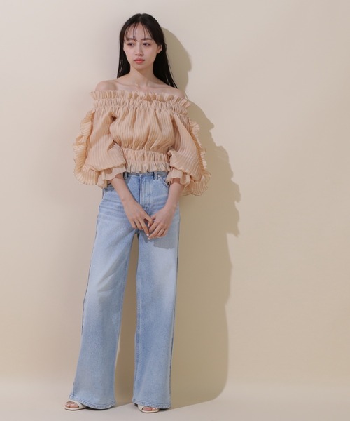 JILL by JILL STUART（ジルバイジルスチュアート）の「◇プリーツラッフルブラウス（シャツ/ブラウス・レディース・ホワイト/パープル/オレンジ・FREE）」の14枚目の写真