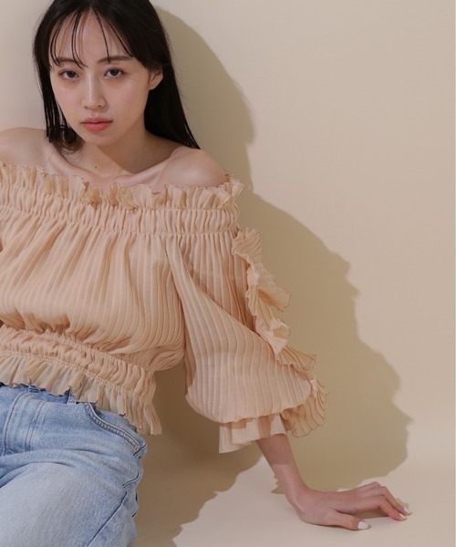 JILL by JILL STUART（ジルバイジルスチュアート）の「◇プリーツラッフルブラウス（シャツ/ブラウス・レディース・ホワイト/パープル/オレンジ・FREE）」の11枚目の写真