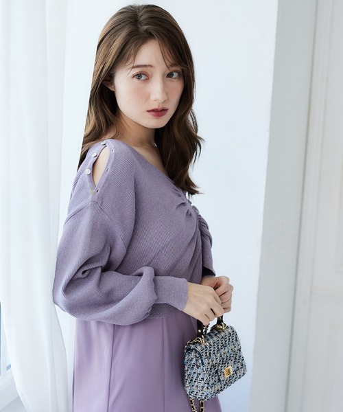 12Twelve Agenda(トゥエルブ アジェンダ)の「フロントギャザーラメクロップドボレロカーディガン(カーディガン/ボレロ・レディース・ラベンダー/ネイビー・M)」の12枚目の写真