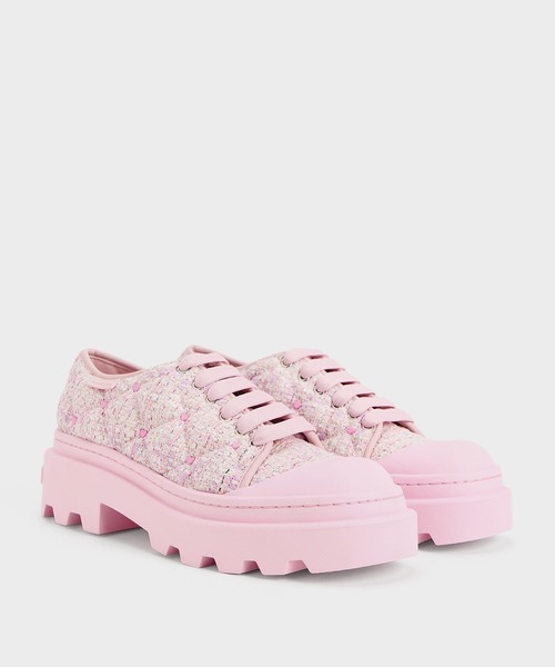 CHARLES & KEITH(チャールズ & キース)の「Dahlia ダリア ハートプリントチャンキースニーカー(スニーカー・レディース・ブラック/オフホワイト/ピンク・22.5cm/23cm/23.5cm/24.5cm/25cm)」の6枚目の写真