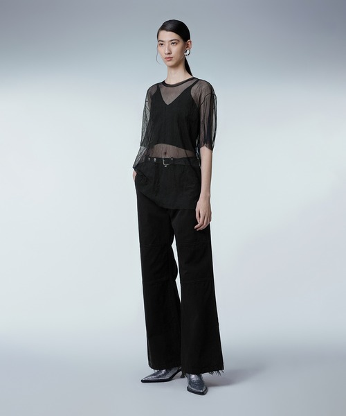 JNBY(ジェーエヌビーワイ)の「Washed Sheer Top(Tシャツ/カットソー・レディース・ベージュ/ブラック・36/38/40)」の4枚目の写真