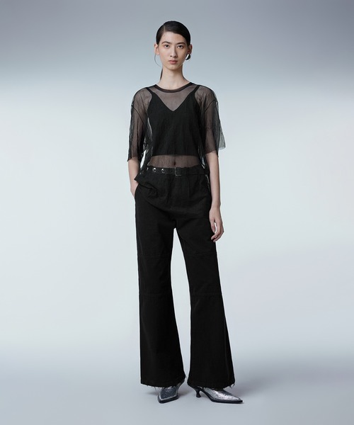 JNBY(ジェーエヌビーワイ)の「Washed Sheer Top(Tシャツ/カットソー・レディース・ベージュ/ブラック・36/38/40)」の5枚目の写真