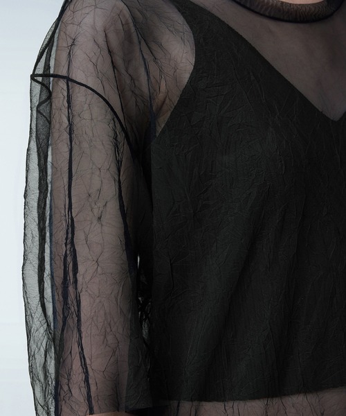 JNBY(ジェーエヌビーワイ)の「Washed Sheer Top(Tシャツ/カットソー・レディース・ベージュ/ブラック・36/38/40)」の10枚目の写真