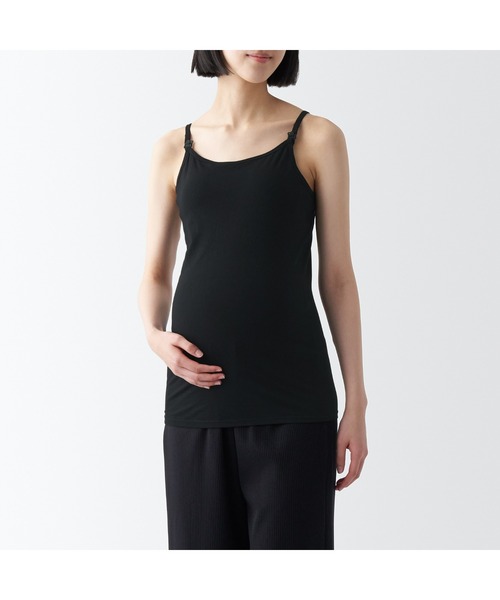 無印良品（ムジルシリョウヒン）の「婦人　シルク混授乳に便利なカップ入りキャミソール（マタニティウェア/グッズ・レディース・ライトグレー/ブラック・L/M/S）」の2枚目の写真