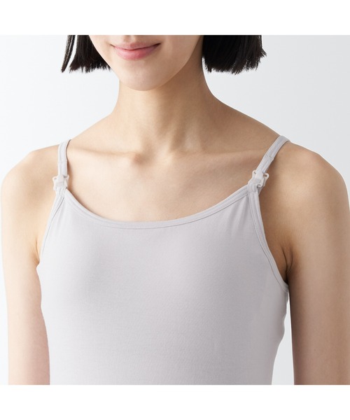 無印良品（ムジルシリョウヒン）の「婦人　シルク混授乳に便利なカップ入りキャミソール（マタニティウェア/グッズ・レディース・ライトグレー/ブラック・L/M/S）」の4枚目の写真