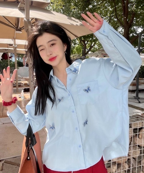 セール】刺繍バタフライシャツ（シャツ/ブラウス）｜DIAVEL