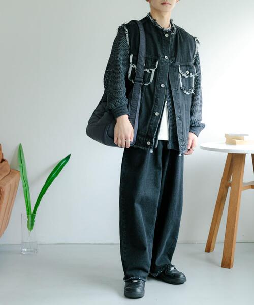 SENSE OF PLACE by URBAN RESEARCH（センスオブプレイスバイアーバンリサーチ）の「デニムフリンジベスト（デニムジャケット・メンズ・ブラック/ライトインディゴブルー・LARGE/MEDIUM）」の14枚目の写真