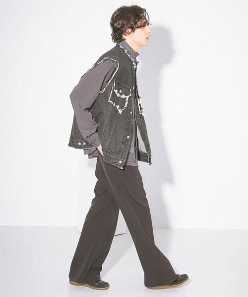 SENSE OF PLACE by URBAN RESEARCH（センスオブプレイスバイアーバンリサーチ）の「デニムフリンジベスト（デニムジャケット・メンズ・ブラック/ライトインディゴブルー・LARGE/MEDIUM）」の6枚目の写真