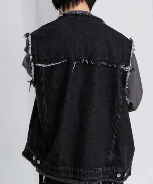 SENSE OF PLACE by URBAN RESEARCH（センスオブプレイスバイアーバンリサーチ）の「デニムフリンジベスト（デニムジャケット・メンズ・ブラック/ライトインディゴブルー・LARGE/MEDIUM）」の9枚目の写真