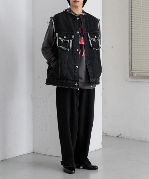 SENSE OF PLACE by URBAN RESEARCH（センスオブプレイスバイアーバンリサーチ）の「デニムフリンジベスト（デニムジャケット・メンズ・ブラック/ライトインディゴブルー・LARGE/MEDIUM）」の11枚目の写真