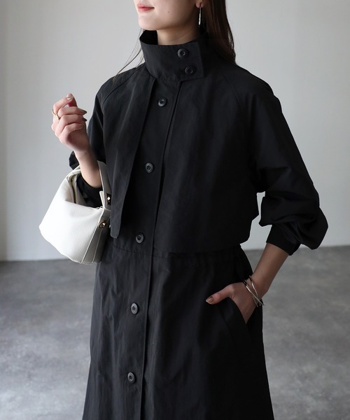 Riberry（リベリー）の「スタンドカラードロストナイロントレンチコート（トレンチコート・レディース・チャコールグレー/ブラック/ライトカーキ/グレイッシュベージュ・FREE）」の7枚目の写真