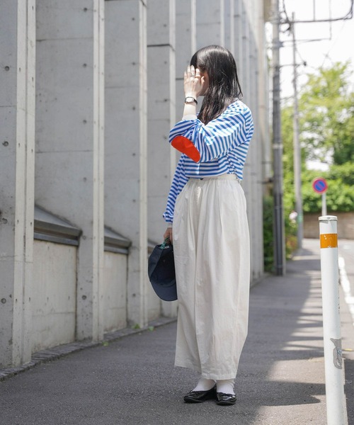 mimi toujours（ミミトゥジュール）の「ボーダー エルボーパッチ ロンT mimi toujours×しお（Tシャツ/カットソー・レディース・ブルー/ベージュ・M）」の19枚目の写真